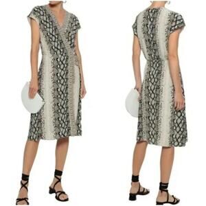 EUC JOIE V-neck Bethwyn C Python Snake Print Wrap Dress Sz XXS $348 in Porcelain